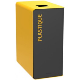 Poubelle borne TRI SELECTIF 65 lt CUBATRI PLASTIQUE gris/jaune