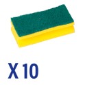 Eponge synthétique jaune abrasif vert (10 pièces)