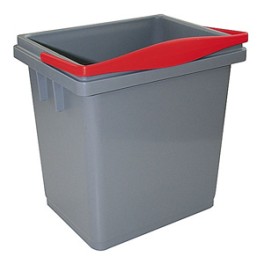 Seau plastique gris avec poign&eacute;e rouge 4lt