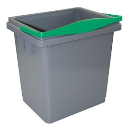Seau plastique gris avec poign&eacute;e vert 4lt