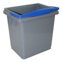 Seau plastique gris avec poign&eacute;e bleu 4lt