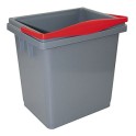 Seau plastique gris avec poign&eacute;e rouge 4lt