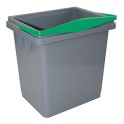 Seau plastique gris avec poign&eacute;e vert 4lt