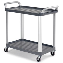 Chariot de service SILVER gris argent&eacute; avec 2 &eacute;tag&egrave;res