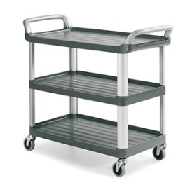 Chariot de service SILVER gris argent&eacute; avec 3 &eacute;tag&egrave;res