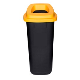 Collecteur de d&eacute;chets 90 lt (corps noir - couvercle jaune) *