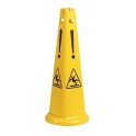 Panneau de s&eacute;curit&eacute; conique en plastique jaune, h 93 cm