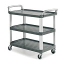 Chariot de service SILVER gris argent&eacute; avec 3 &eacute;tag&egrave;res