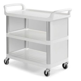 Chariot de service SILVER gris 3 &eacute;tag&egrave;res avec 3 fa&ccedil;ades