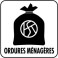 Autocollant ORDURES MENAGERES p/ container 30 x 30 cm