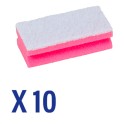 Eponge synth&eacute;tique rose abrasif blanc (10 pi&egrave;ces)