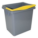 Seau plastique gris avec poign&eacute;e jaune 4lt