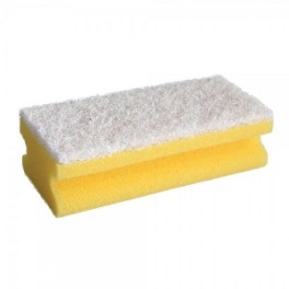 Eponge synth&eacute;tique jaune abrasif blanc