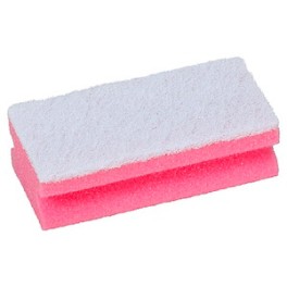 Eponge synth&eacute;tique rose abrasif blanc