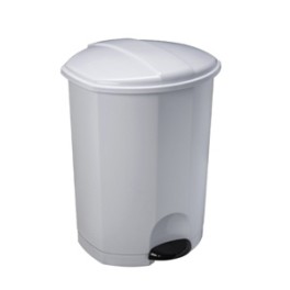 Poubelle WC en plastique blanc &agrave; p&eacute;dale ESA, 18 litres