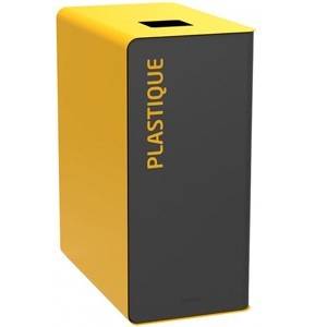 Poubelle borne TRI SELECTIF 65 lt CUBATRI PLASTIQUE gris/jaune