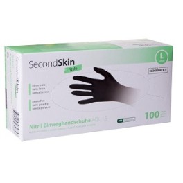 Gants sensitifs nitrile EN374 noirs non poudr&eacute;s Taille L (100 pcs)