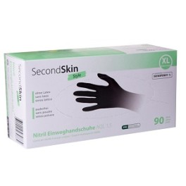 Gants sensitifs nitrile EN374 noirs non poudr&eacute;s Taille XL (90 pcs)