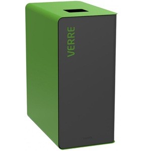 Poubelle borne TRI SELECTIF 65 lt CUBATRI VERRE gris/vert