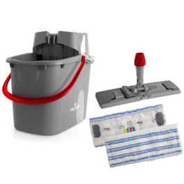EASY WASH Rouge Kit sans manche (Seau 15lt, support et frange)