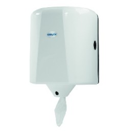 Distributeur Midi blanc pour papier d'essuyage, d&eacute;vidage central