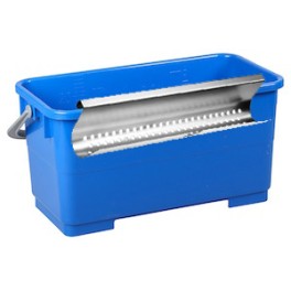 Seau plastique bleu pour vitres 22 lt avec grille d'essorage inox