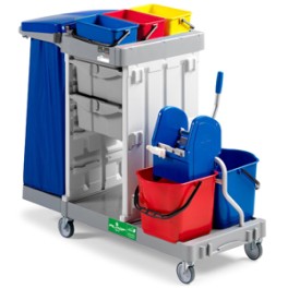 Chariot ALPHA 5107 SVG 2 Service 8 lt, 2 seaux 15 lt, presse, tiroir
