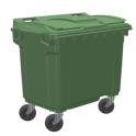 Container plastique 660 lt Vert, 4 roues